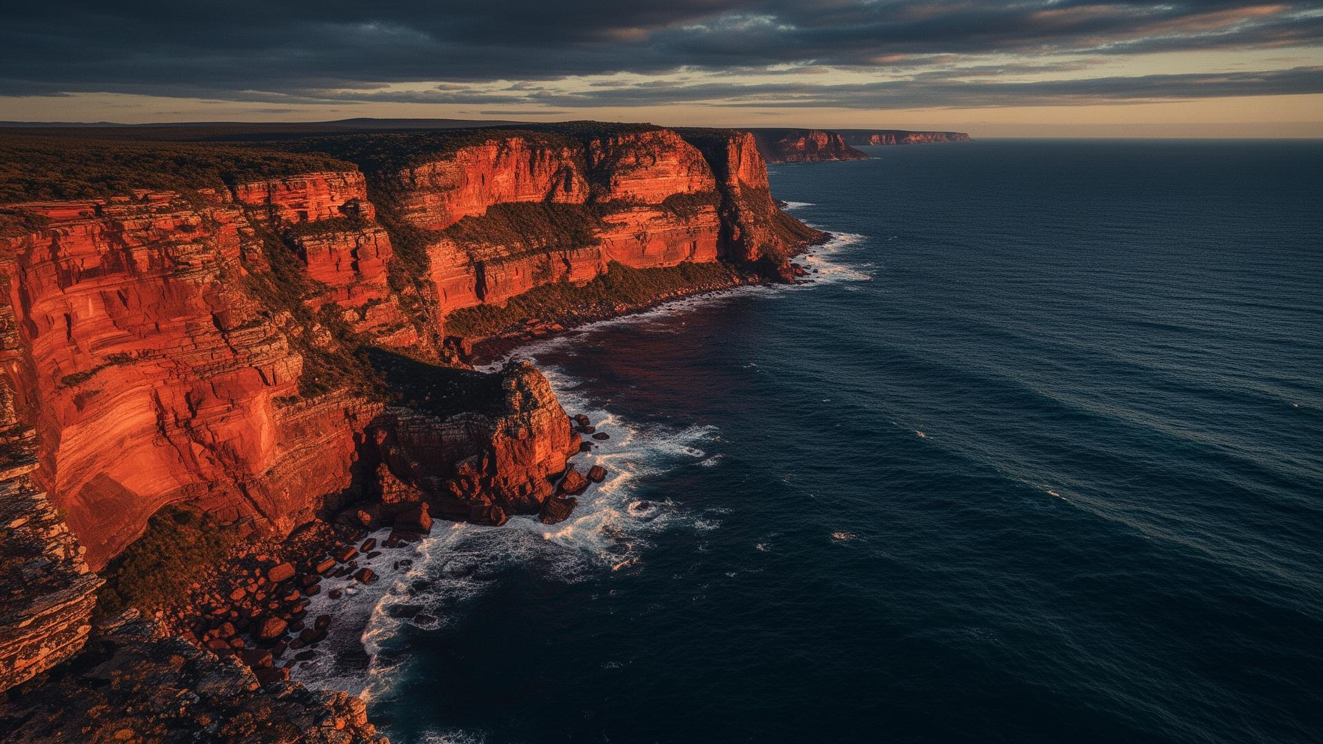 Kimberley coast cliffs at golden hour